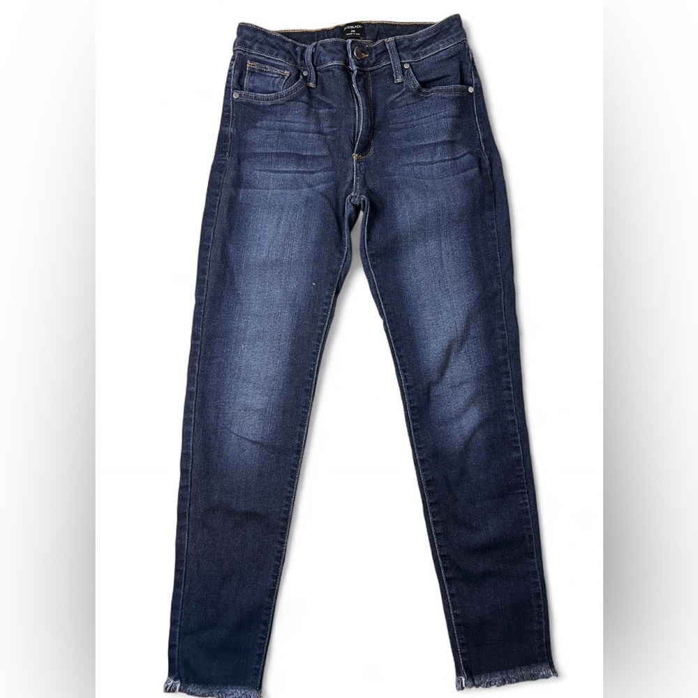 Just Black brand. Dark Blue Wash Skinny Jeans. Size 26. Frayed ankle cuff